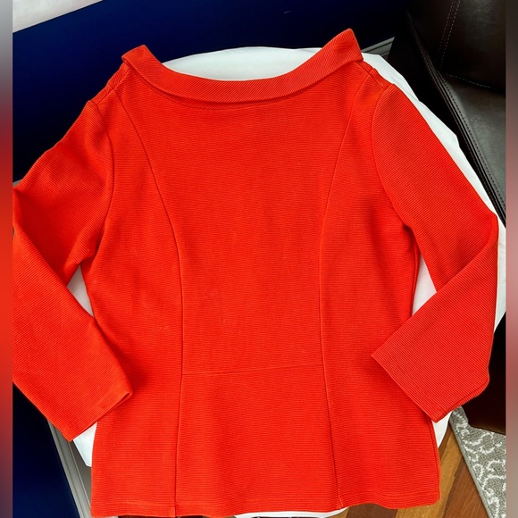 HOBBS LONDON Siren Orange Cordelia Top w/ Reverse Point Zip Collar, size M - Picture 7 of 12